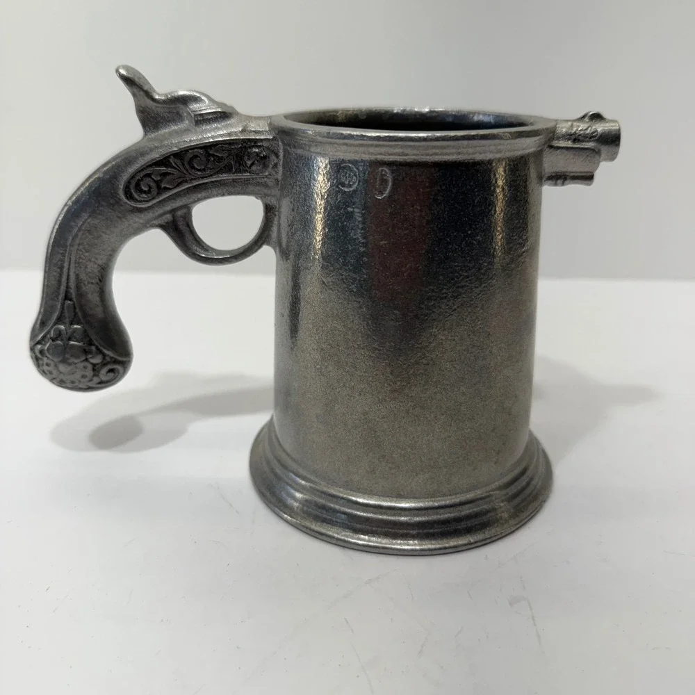 Wilton Armetale Flintlock Pistol Handle Tankard Mug Silver Pewter Spout RWP USA